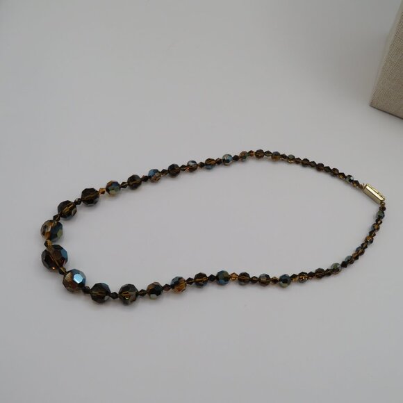 Vintage Rootbeer Aurora Borealis Beaded Necklace - Picture 9 of 12